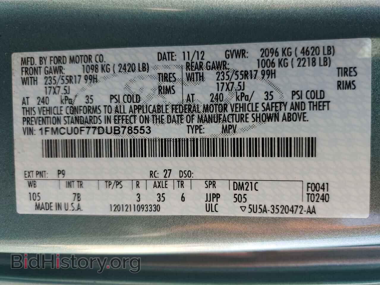 2013 FORD ESCAPE - VIN: 1FMCU0F77DUB78553 - Фото 13