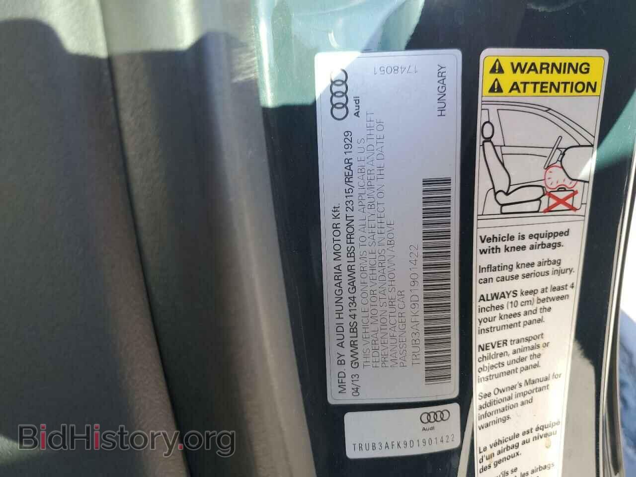 2013 AUDI TT - VIN: TRUB3AFK9D1901422 - Фото 13