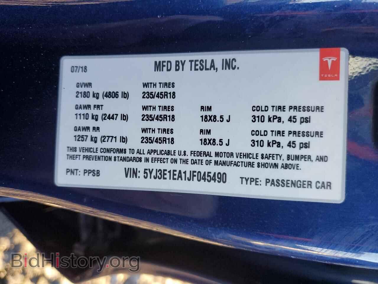 2018 TESLA MODEL 3 - VIN: 5YJ3E1EA1JF045490 - Photo 12