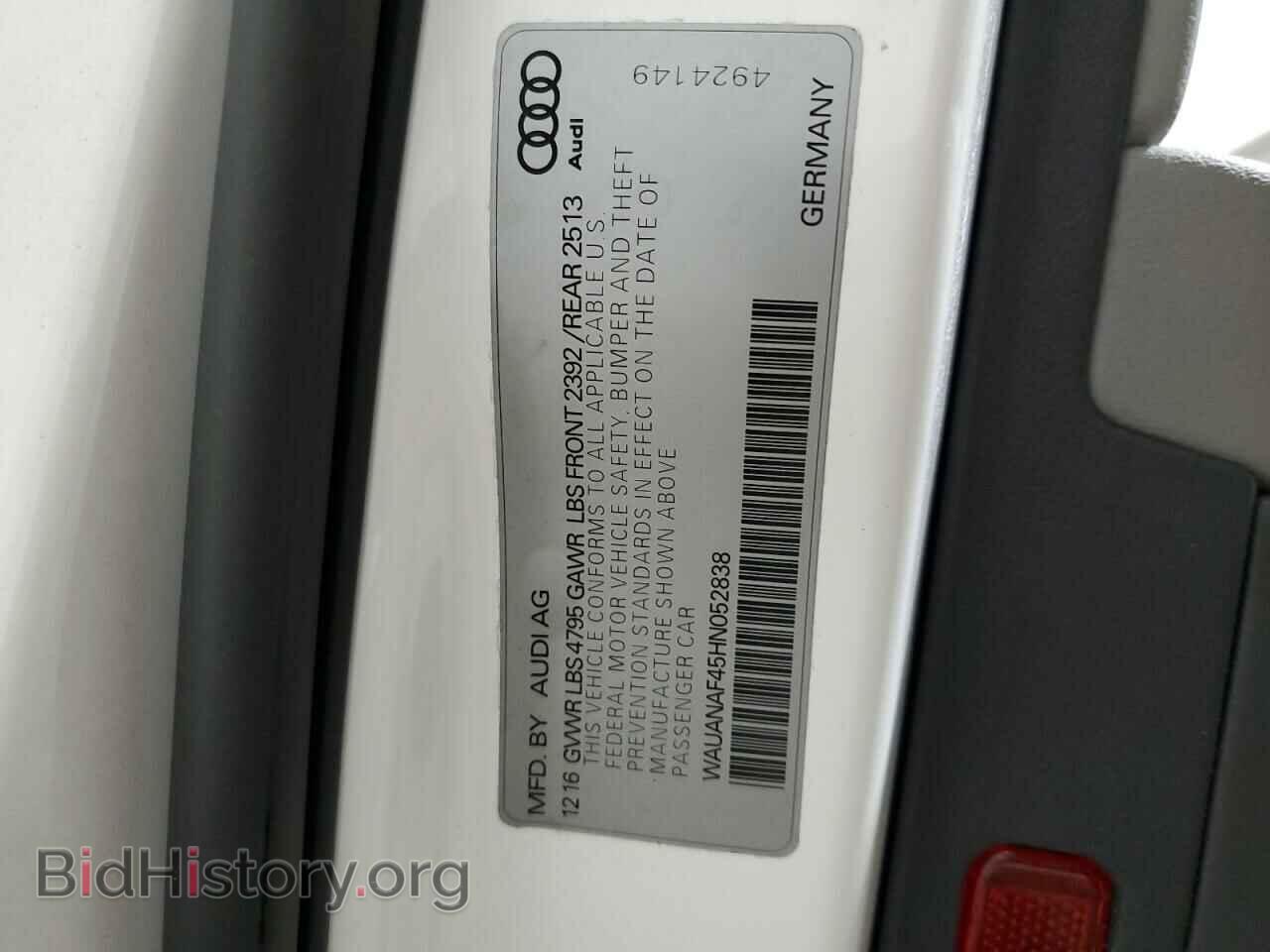 2017 AUDI A4 - VIN: WAUANAF45HN052838 - Фото 12