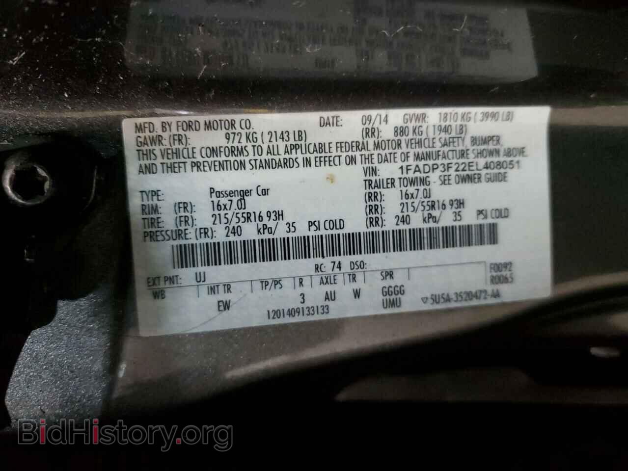 2014 FORD FOCUS - VIN: 1FADP3F22EL408051 - Фото 12
