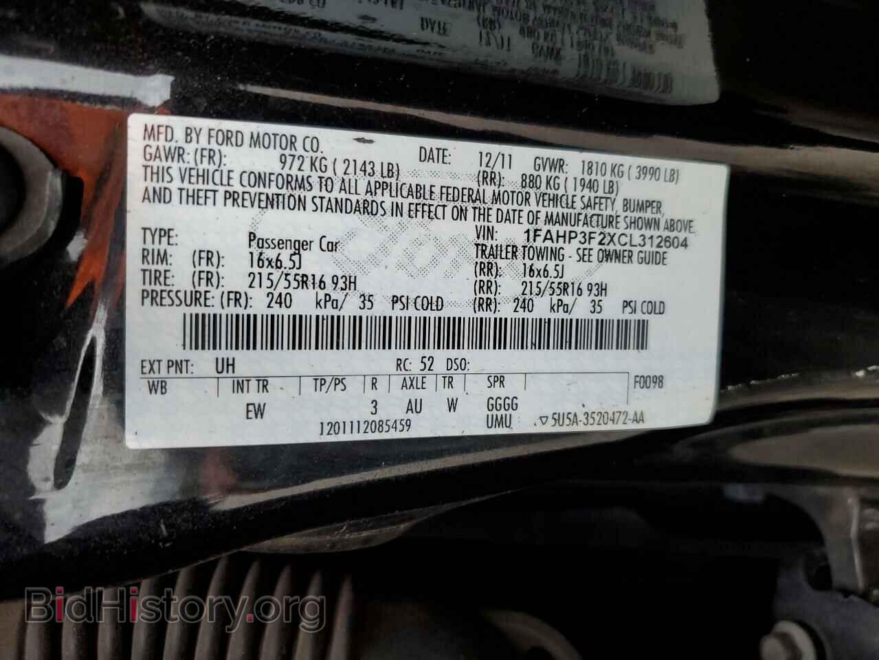 2012 FORD FOCUS - VIN: 1FAHP3F2XCL312604 - Photo 12