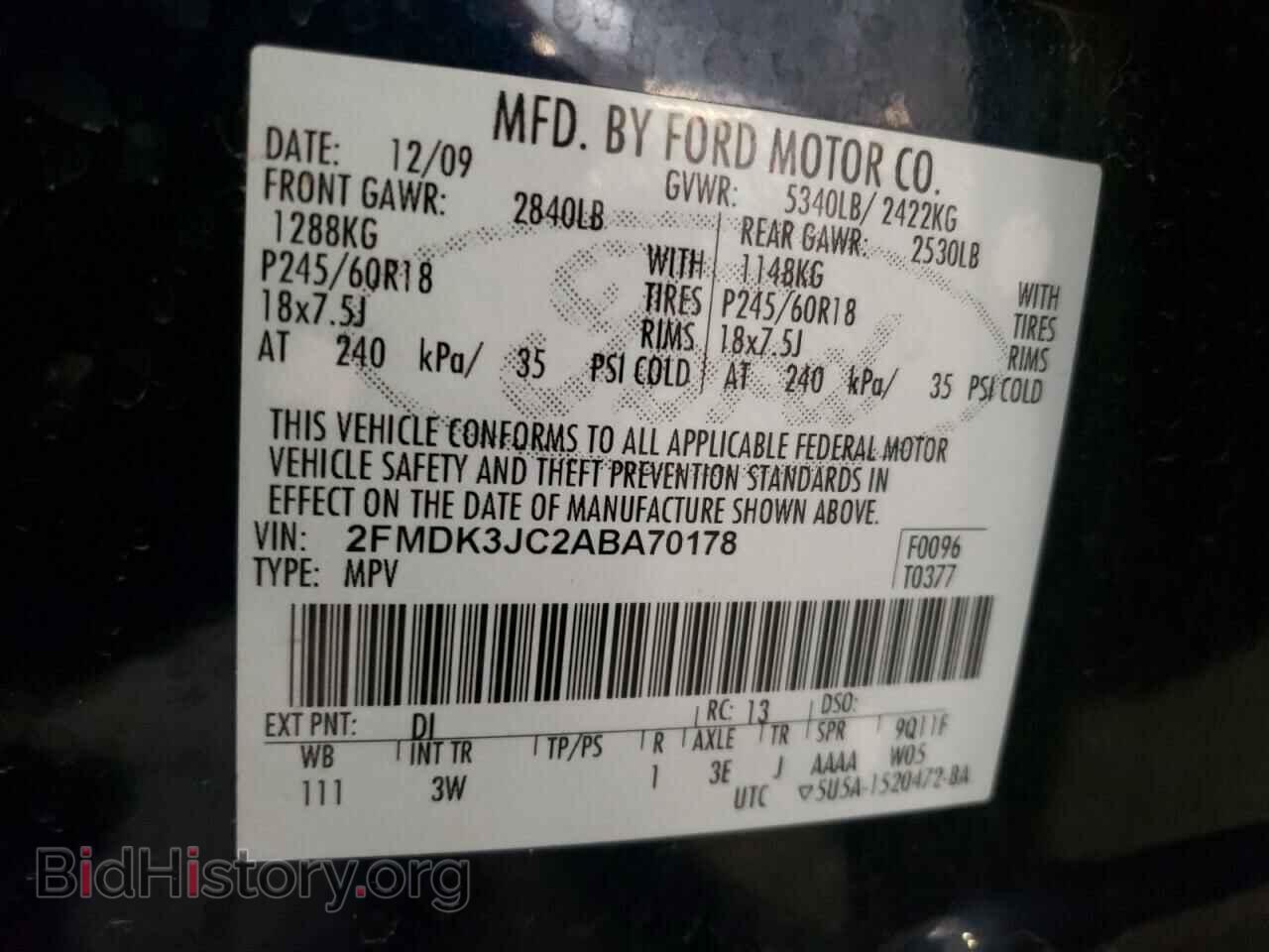 2010 FORD EDGE - VIN: 2FMDK3JC2ABA70178 - Фото 12