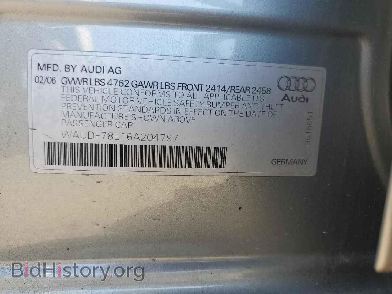 2006 AUDI A4 - VIN: WAUDF78E16A204797 - Фото 12
