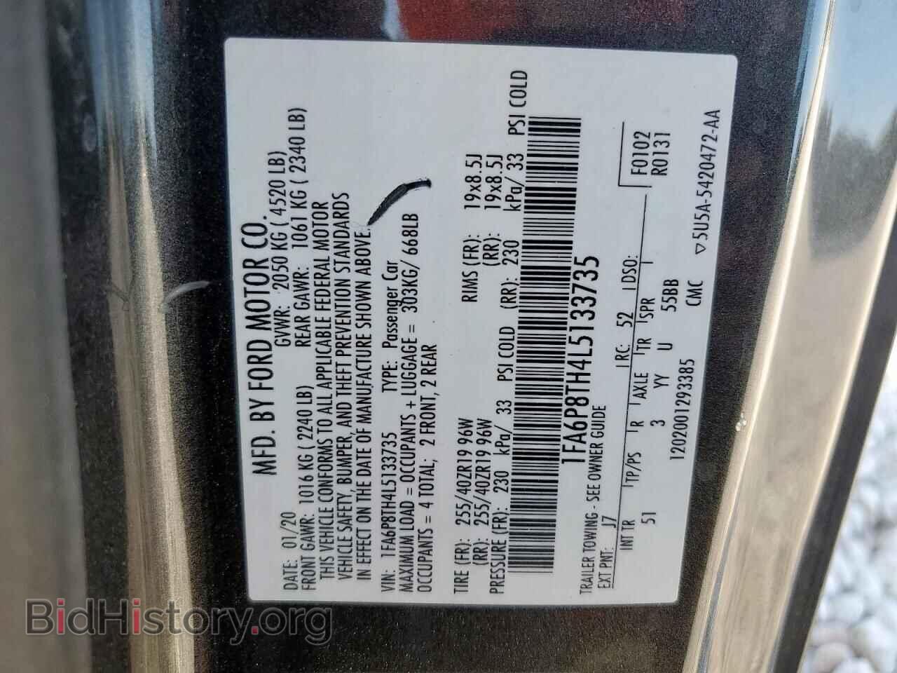 2020 FORD ALL Models - VIN: 1FA6P8TH4L5133735 - Фото 12