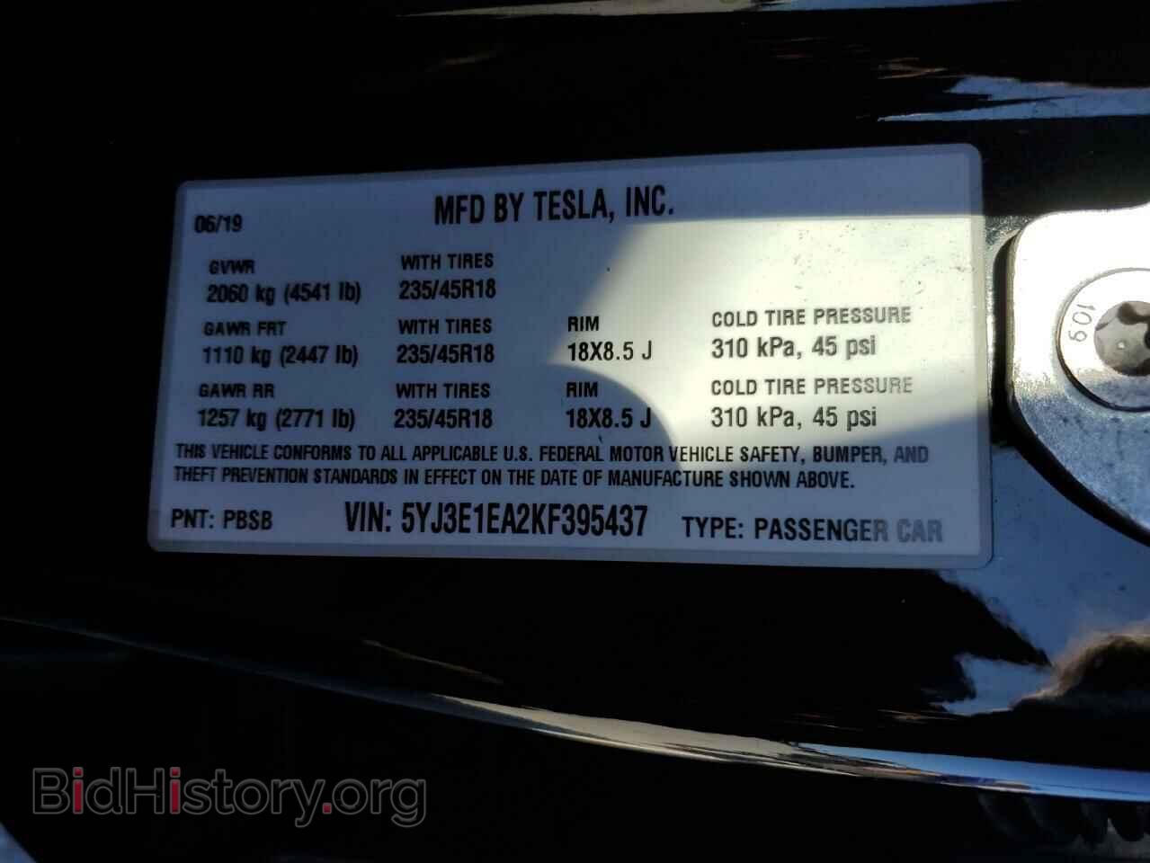 2019 TESLA MODEL 3 - VIN: 5YJ3E1EA2KF395437 - Photo 13
