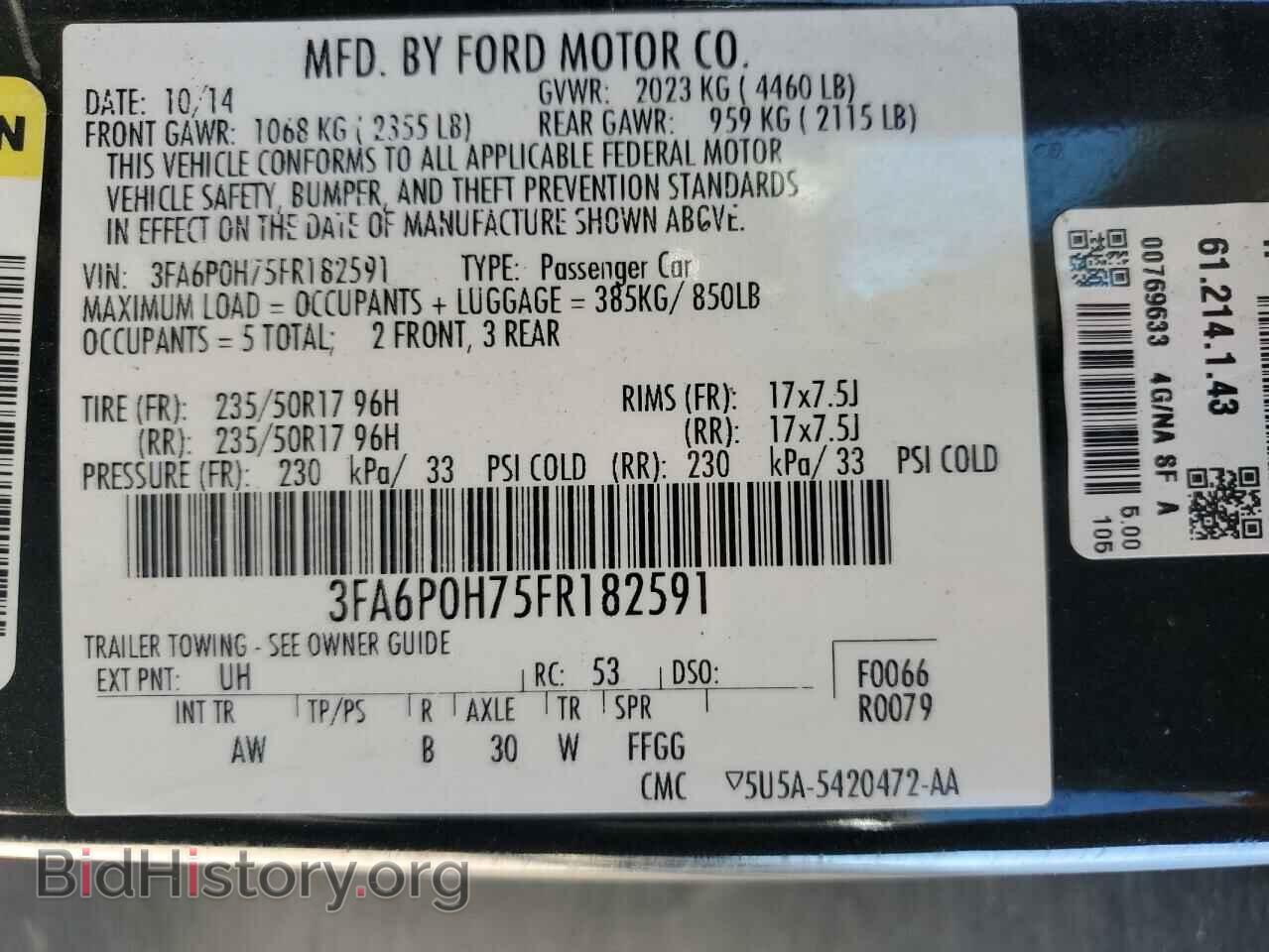 2015 FORD ALL Models - VIN: 3FA6P0H75FR182591 - Фото 12