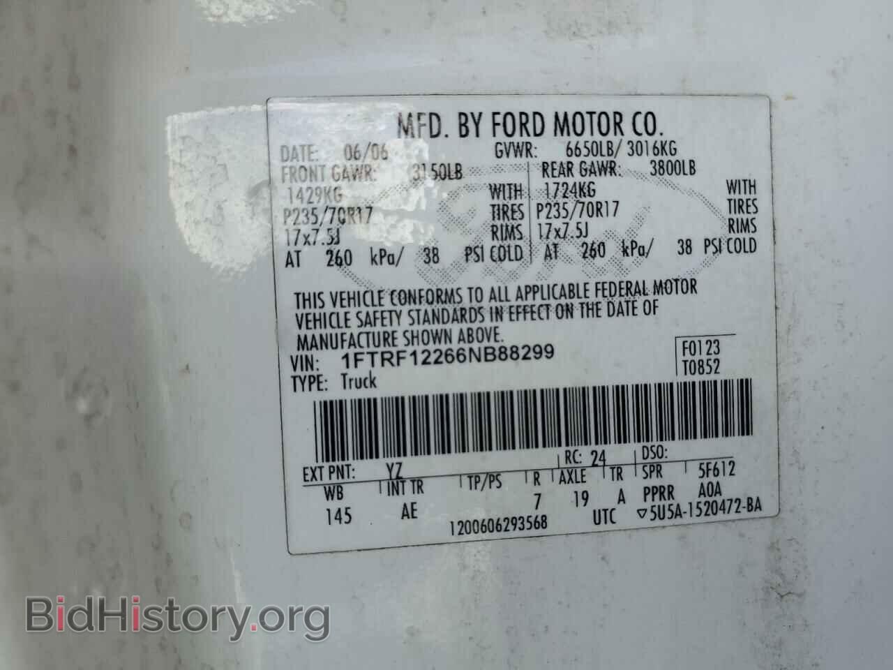 2006 FORD All Models - VIN: 1FTRF12266NB88299 - Фото 12
