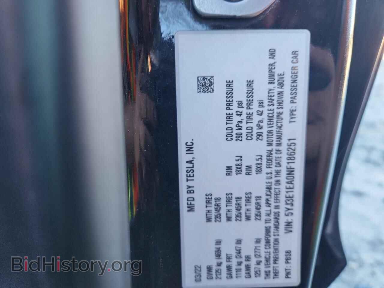 2022 TESLA MODEL 3 - VIN: 5YJ3E1EA0NF186251 - Photo 12