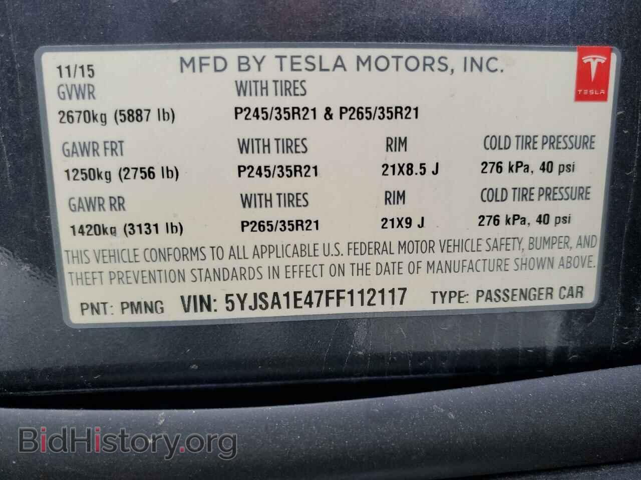 2015 TESLA MODEL S - VIN: 5YJSA1E47FF112117 - Photo 13
