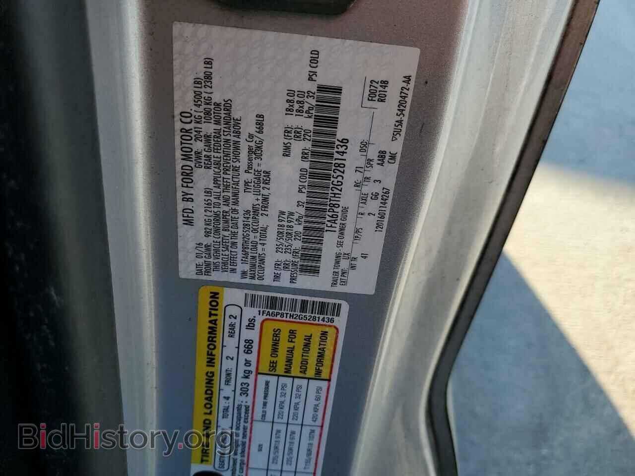 2016 FORD ALL Models - VIN: 1FA6P8TH2G5281436 - Фото 12