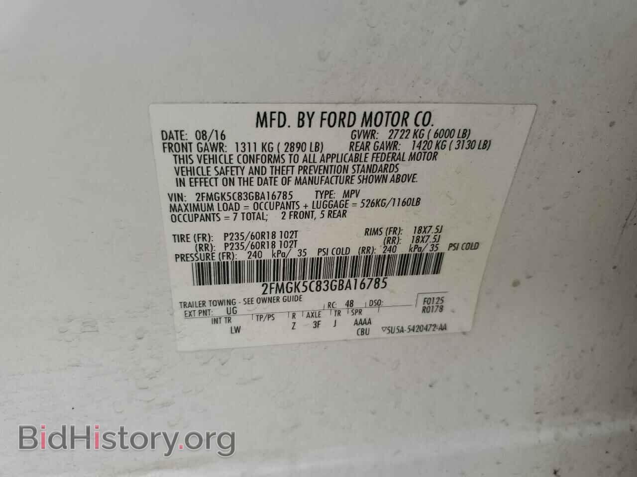 2016 FORD FLEX - VIN: 2FMGK5C83GBA16785 - Photo 13