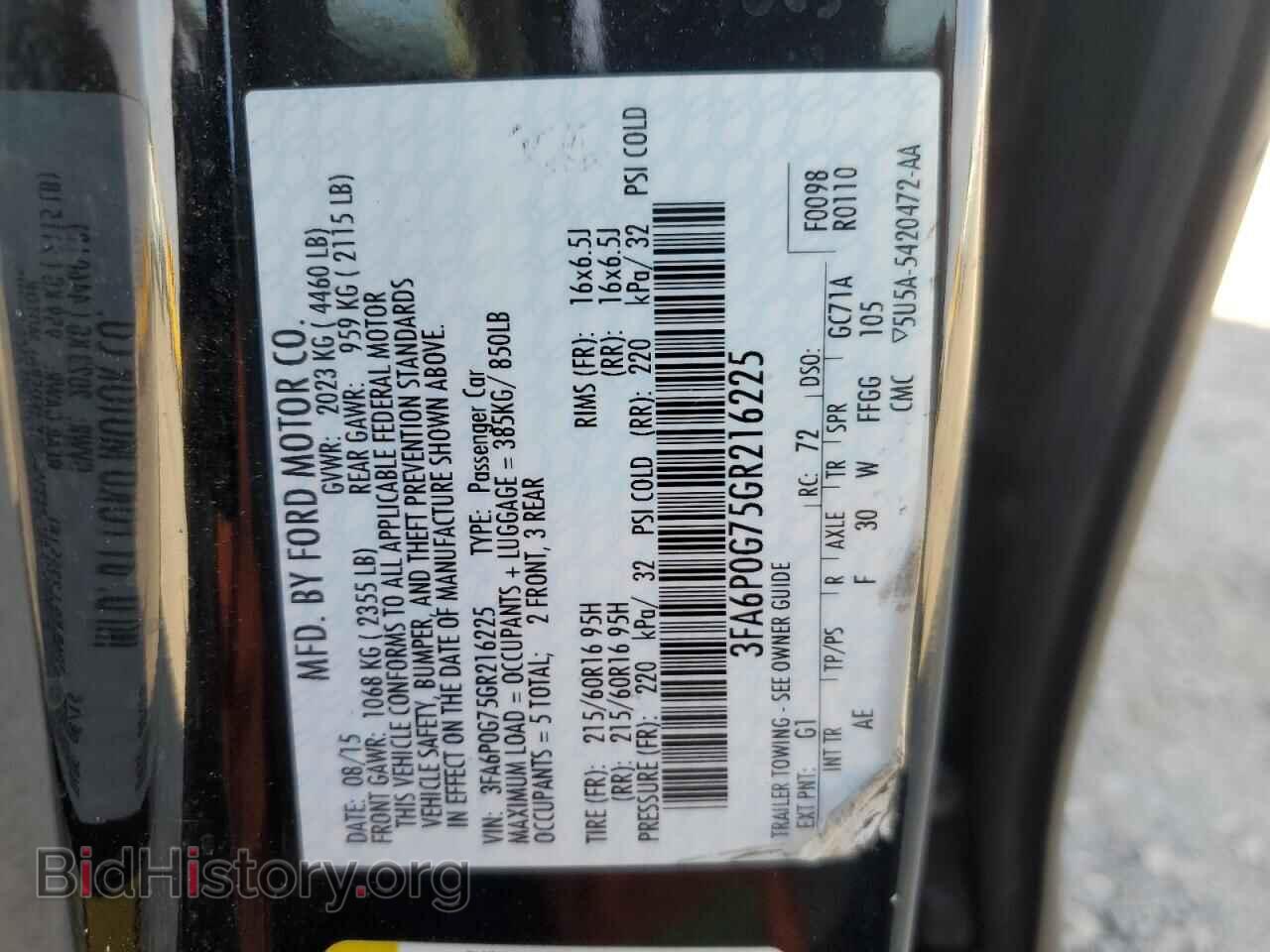 2016 FORD ALL Models - VIN: 3FA6P0G75GR216225 - Photo 12