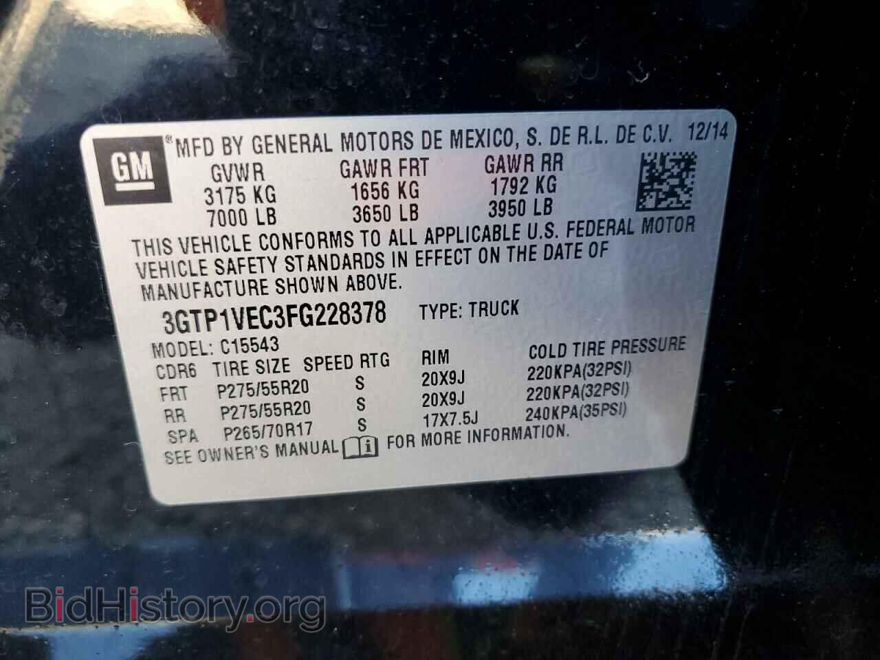 2015 GMC SIERRA - VIN: 3GTP1VEC3FG228378 - Photo 12
