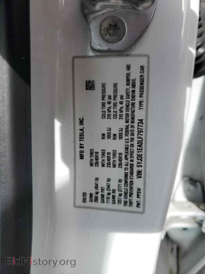 2020 TESLA MODEL 3 - VIN: 5YJ3E1EA0LF797734 - Фото 13