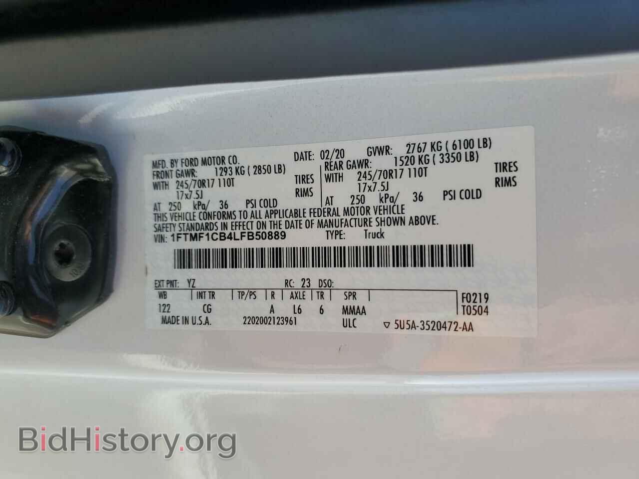 2020 FORD All Models - VIN: 1FTMF1CB4LFB50889 - Фото 12