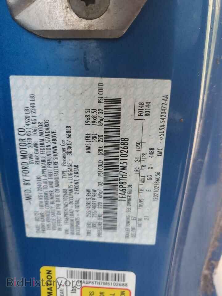 2021 FORD ALL Models - VIN: 1FA6P8TH7M5102688 - Фото 12