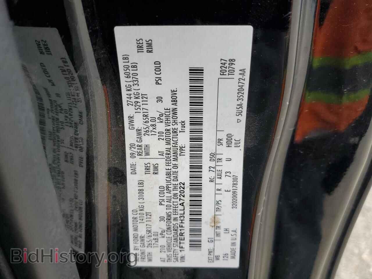 2020 FORD RANGER - VIN: 1FTER1FH3LLA72022 - Фото 13