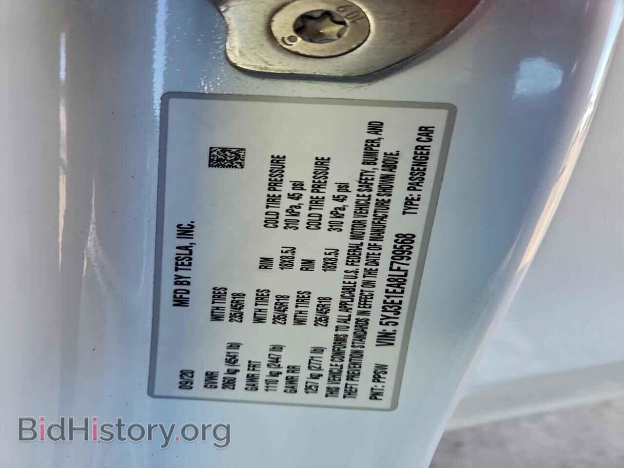 2020 TESLA MODEL 3 - VIN: 5YJ3E1EA8LF799568 - Photo 12