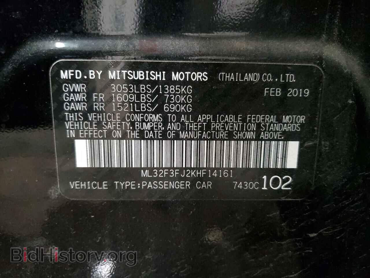 2019 MITSUBISHI MIRAGE - VIN: ML32F3FJ2KHF14161 - Фото 12