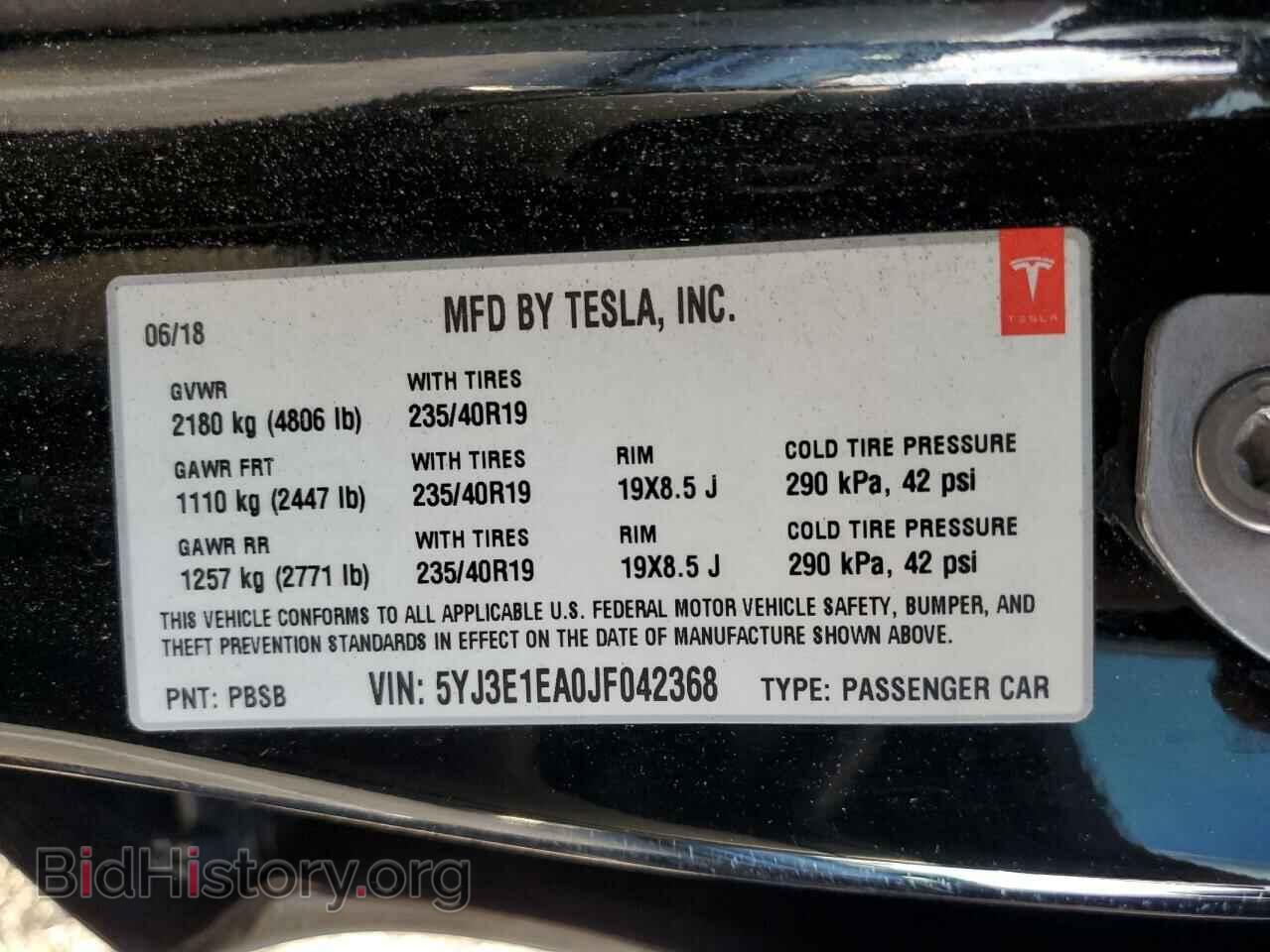 2018 TESLA MODEL 3 - VIN: 5YJ3E1EA0JF042368 - Фото 12