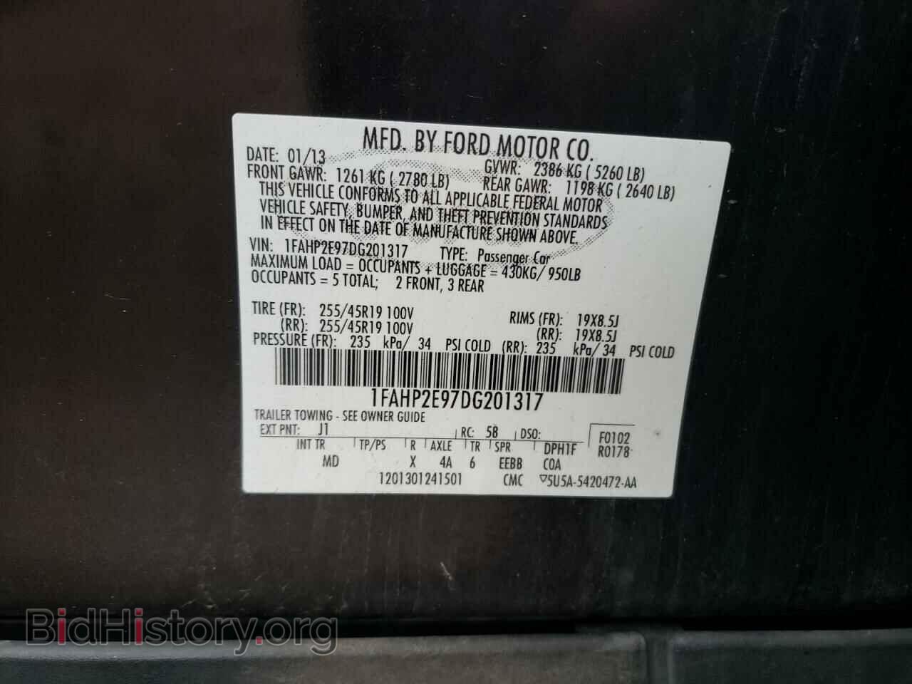 2013 FORD TAURUS - VIN: 1FAHP2E97DG201317 - Фото 12