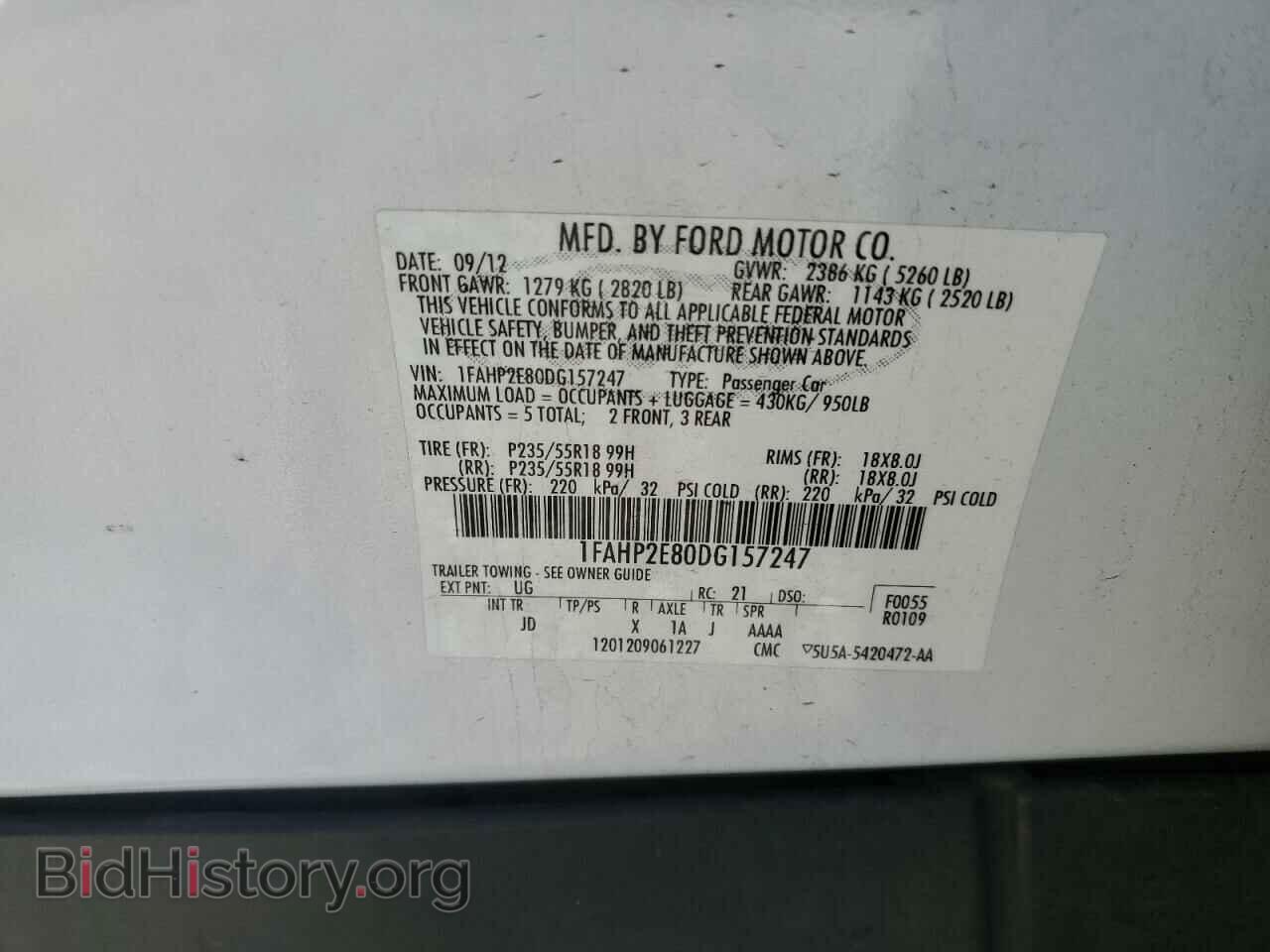 2013 FORD TAURUS - VIN: 1FAHP2E80DG157247 - Фото 12