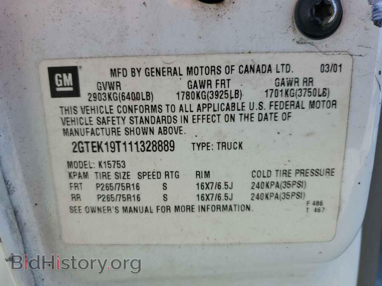 2001 GMC All Models - VIN: 2GTEK19T111328889 - Photo 12