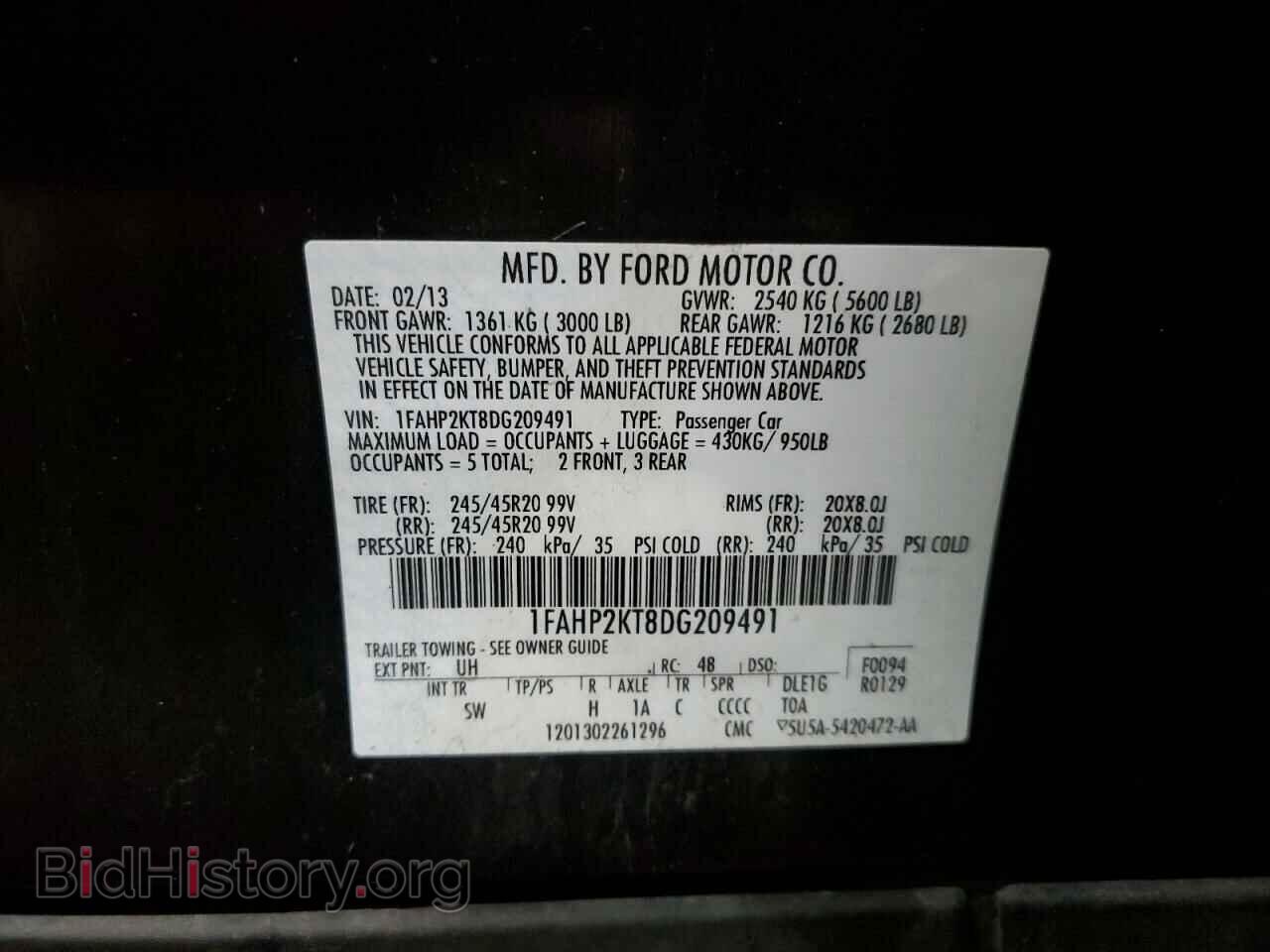 2013 FORD TAURUS - VIN: 1FAHP2KT8DG209491 - Фото 12