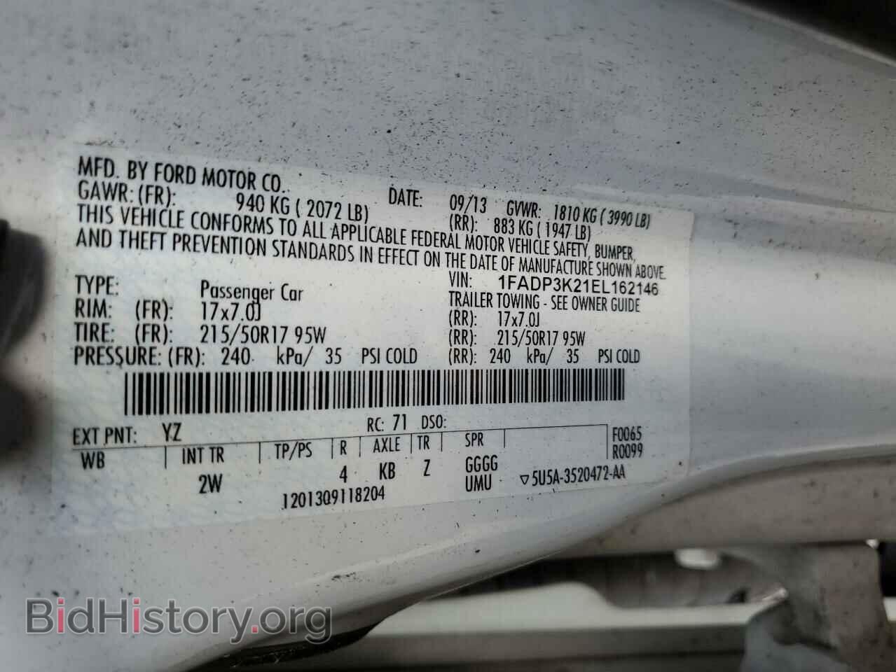 2014 FORD FOCUS - VIN: 1FADP3K21EL162146 - Фото 12