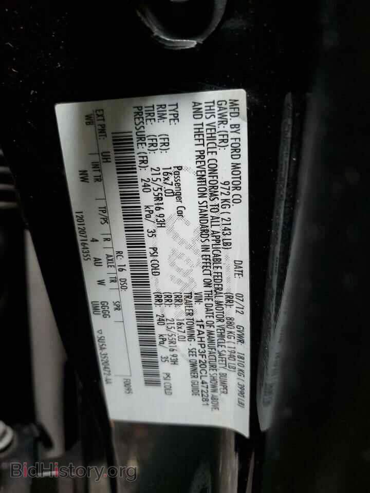 2012 FORD ALL Models - VIN: 1FAHP3F20CL472281 - Фото 12