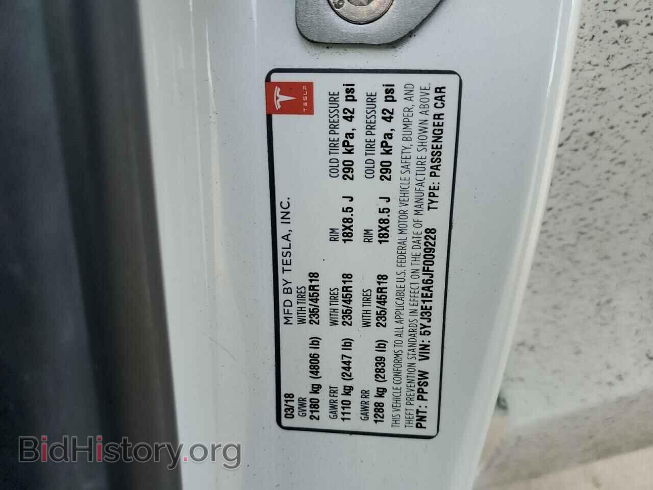2018 TESLA MODEL 3 - VIN: 5YJ3E1EA6JF009228 - Фото 12