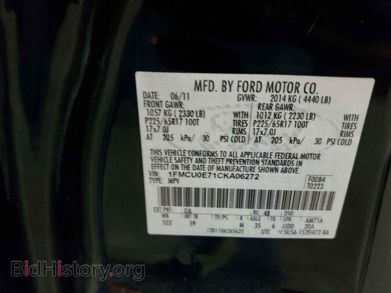 2012 FORD ESCAPE - VIN: 1FMCU0E71CKA06272 - Фото 13