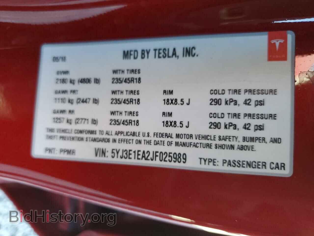 2018 TESLA MODEL 3 - VIN: 5YJ3E1EA2JF025989 - Фото 12