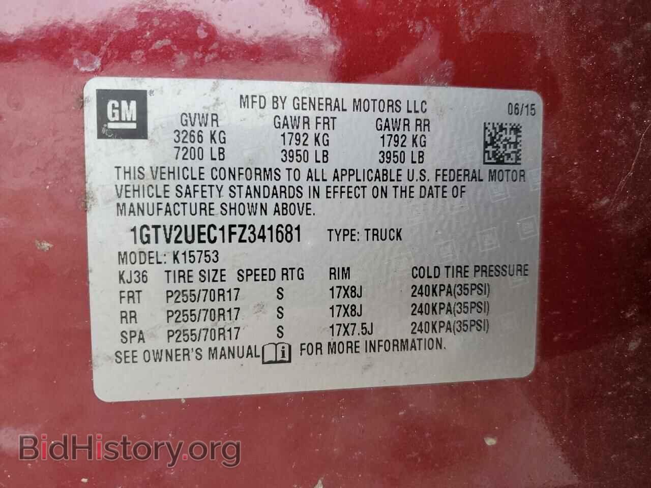 2015 GMC SIERRA - VIN: 1GTV2UEC1FZ341681 - Фото 13