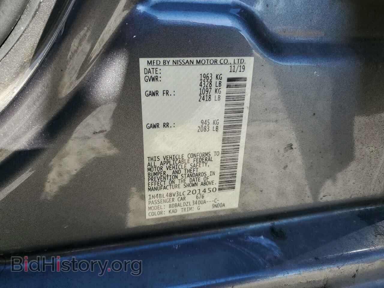 2020 NISSAN ALTIMA - VIN: 1N4BL4BV3LC201450 - Фото 12