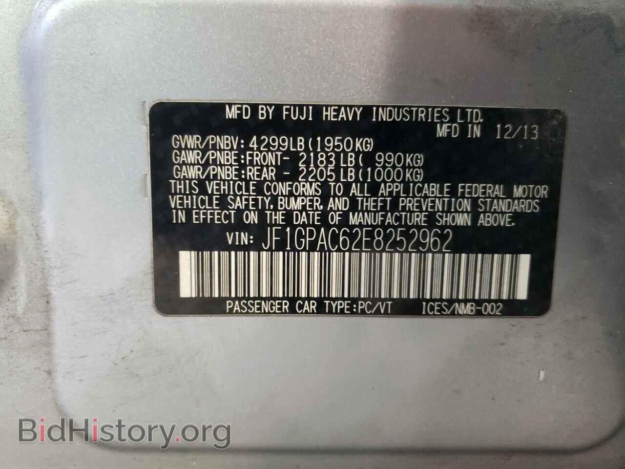 2014 SUBARU IMPREZA - VIN: JF1GPAC62E8252962 - Фото 13