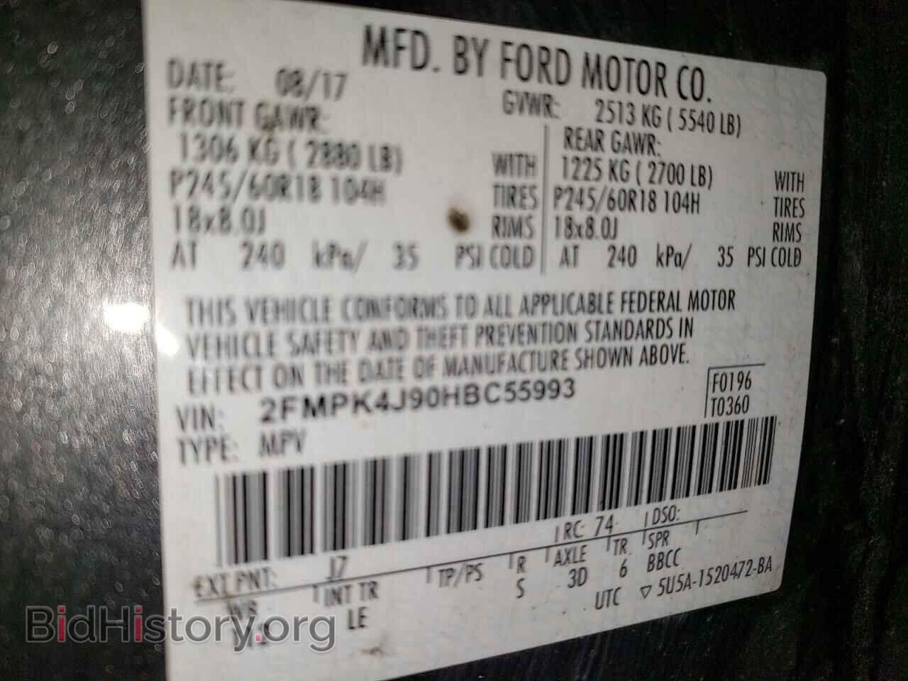 2017 FORD EDGE - VIN: 2FMPK4J90HBC55993 - Photo 13