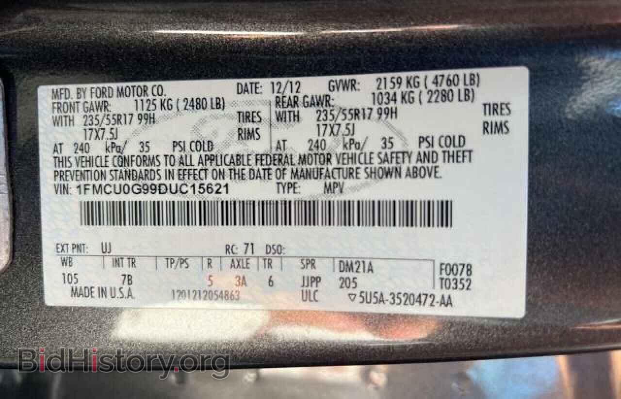 2013 FORD ESCAPE - VIN: 1FMCU0G99DUC15621 - Фото 10
