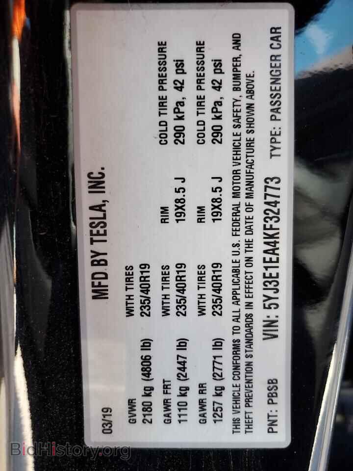 2019 TESLA MODEL 3 - VIN: 5YJ3E1EA4KF324773 - Photo 13