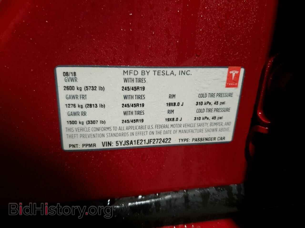 2018 TESLA MODEL S - VIN: 5YJSA1E21JF272422 - Фото 12