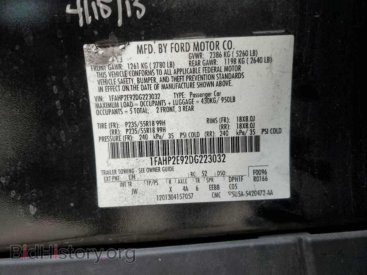 2013 FORD TAURUS - VIN: 1FAHP2E92DG223032 - Фото 13