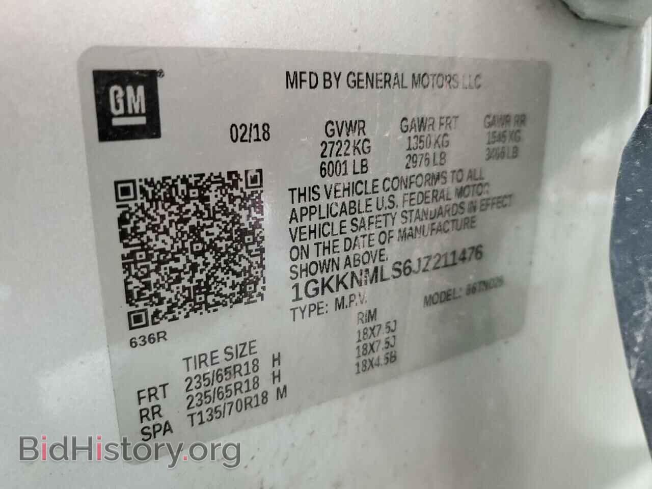 2018 GMC ACADIA - VIN: 1GKKNMLS6JZ211476 - Фото 14