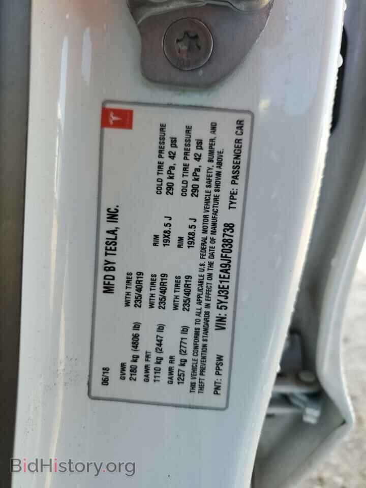 2018 TESLA MODEL 3 - VIN: 5YJ3E1EA9JF038738 - Фото 13