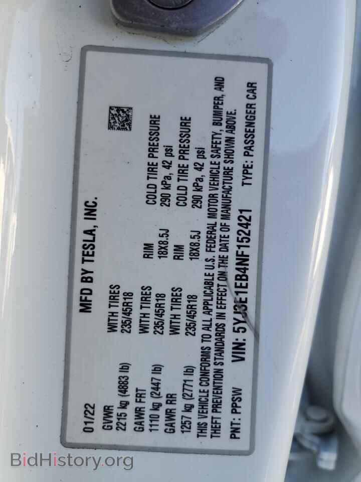 2022 TESLA MODEL 3 - VIN: 5YJ3E1EB4NF152421 - Photo 12