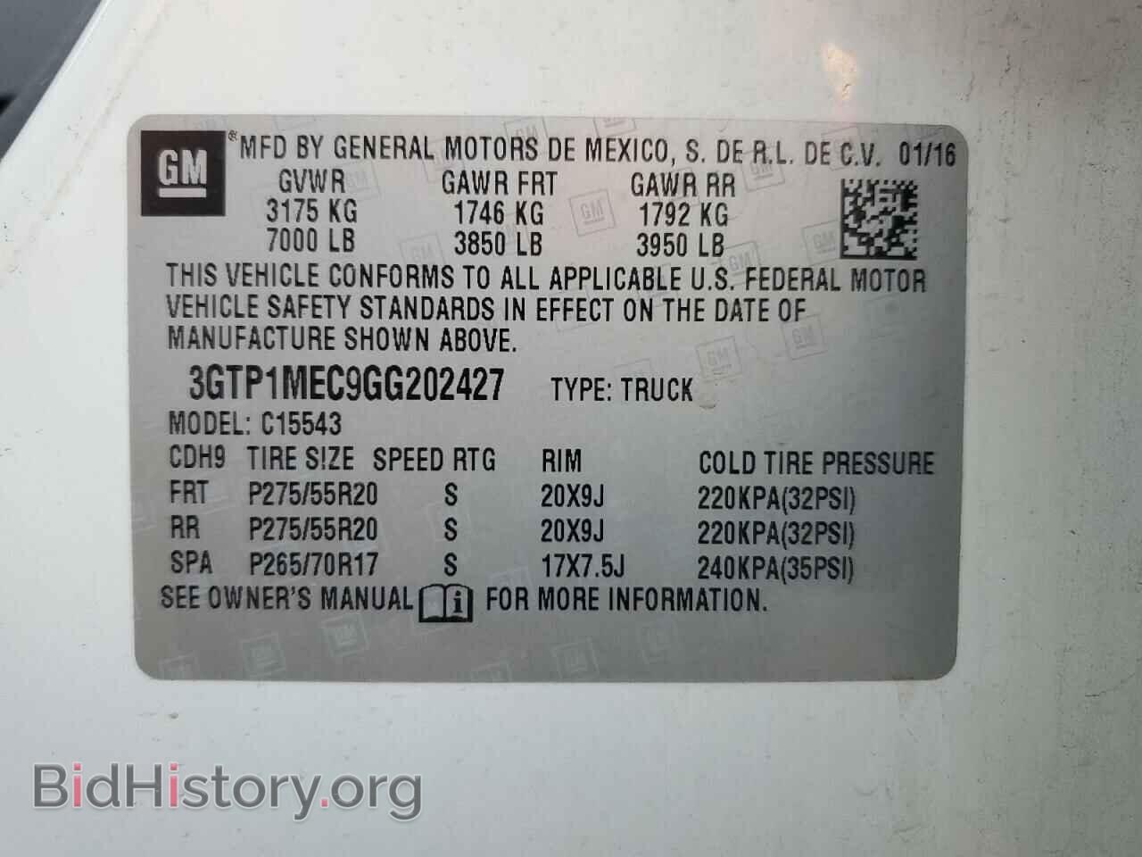 2016 GMC SIERRA - VIN: 3GTP1MEC9GG202427 - Фото 12