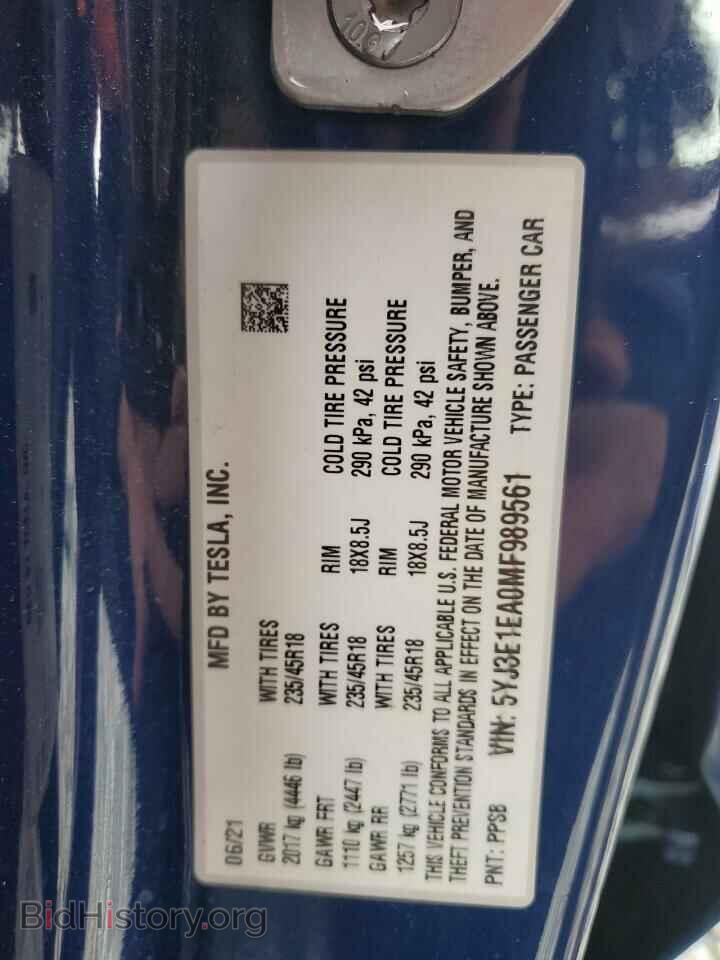2021 TESLA MODEL 3 - VIN: 5YJ3E1EA0MF989561 - Фото 12