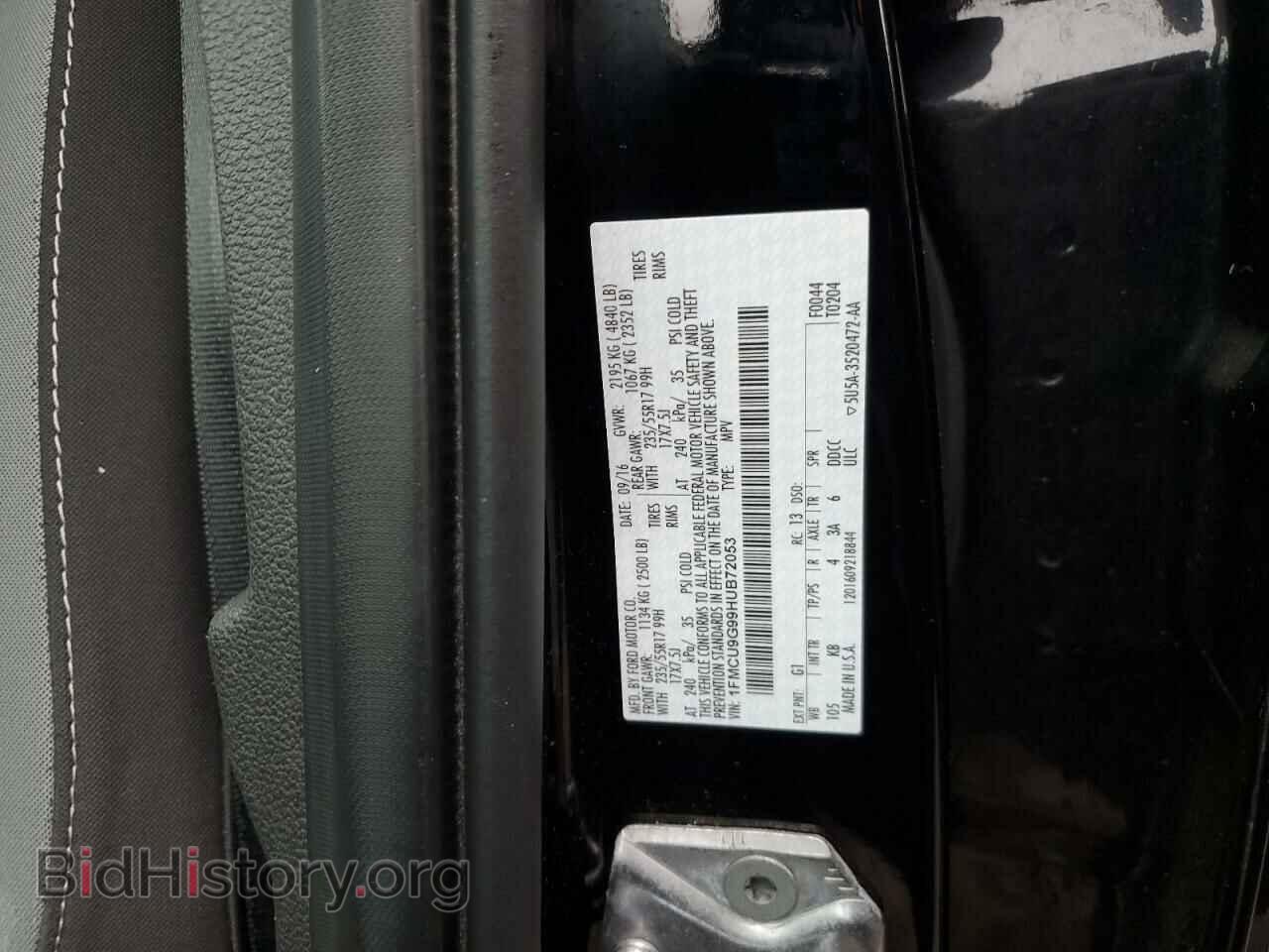 2017 FORD ESCAPE - VIN: 1FMCU9G99HUB72053 - Фото 12