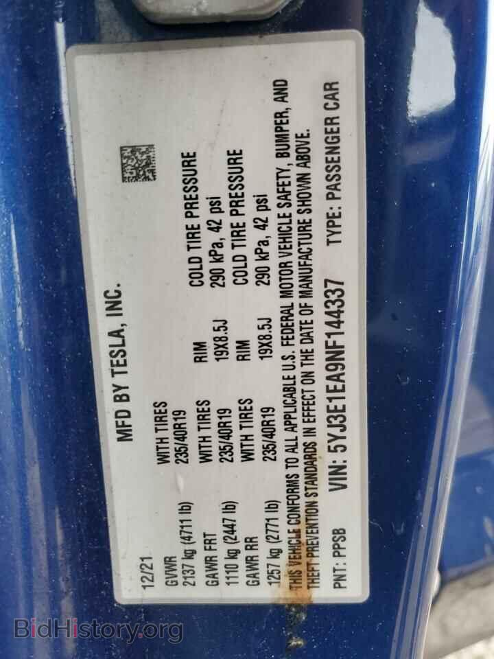 2022 TESLA MODEL 3 - VIN: 5YJ3E1EA9NF144337 - Photo 12