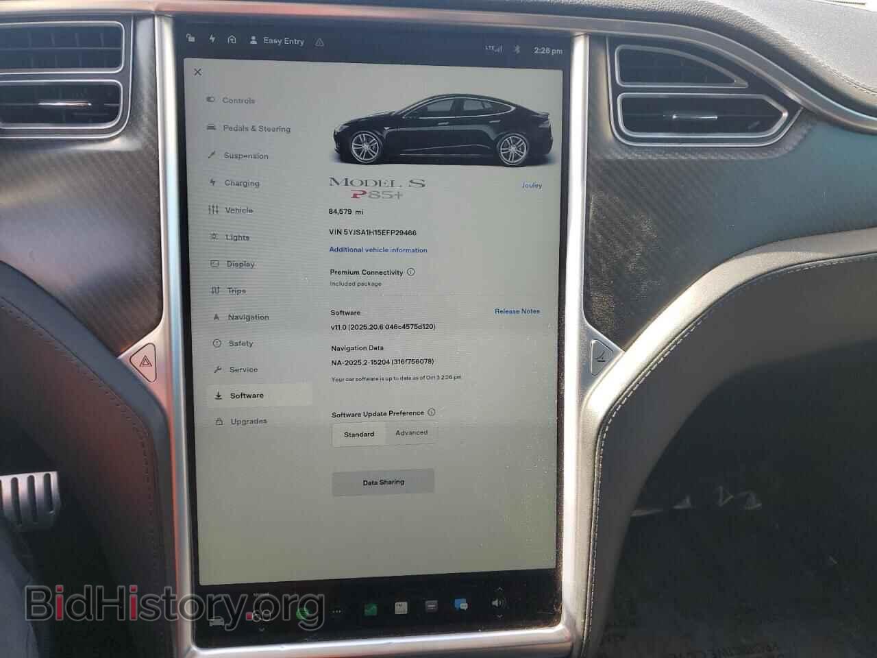 2014 TESLA MODEL S - VIN: 5YJSA1H15EFP29466 - Фото 9